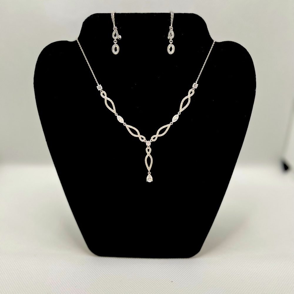 Napier bridal jewelry crystal necklace and drop earrings